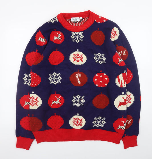 Roody Men's Blue Christmas Pullover Jumper XL Festive Knit Sweater