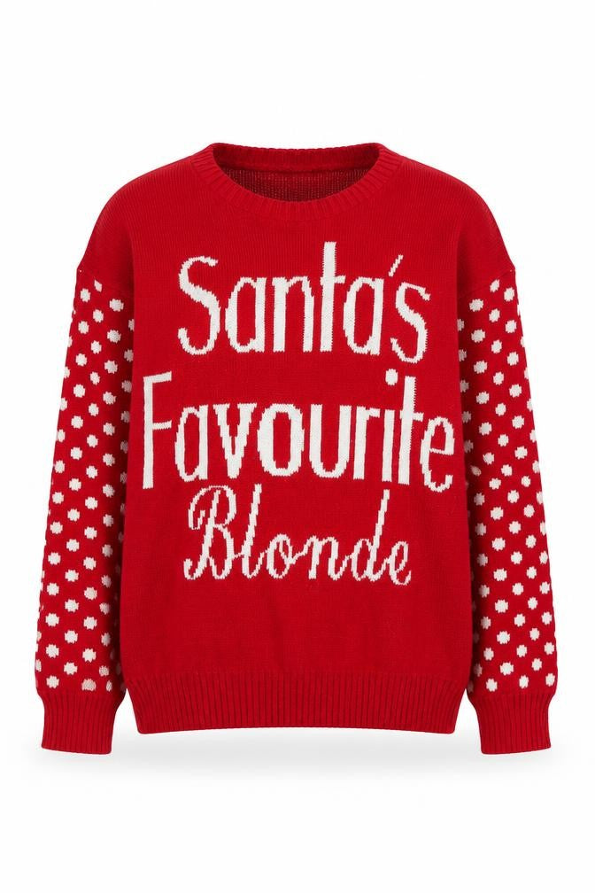 Boohoo Women's Red Christmas Pullover Jumper S Crew Neck