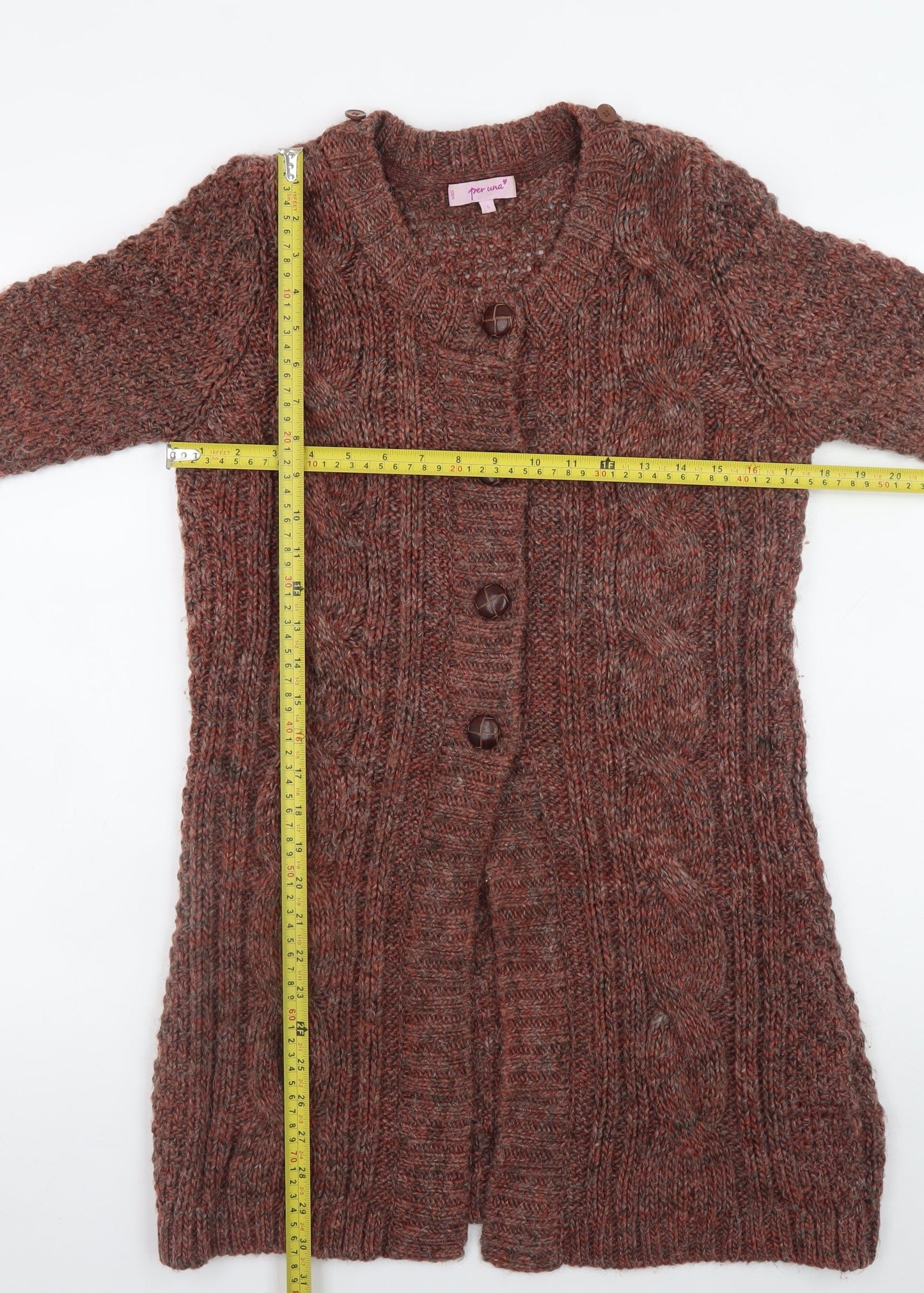 Marks and Spencer Per Una Women’s Brown Chunky Knit Long Cardigan S