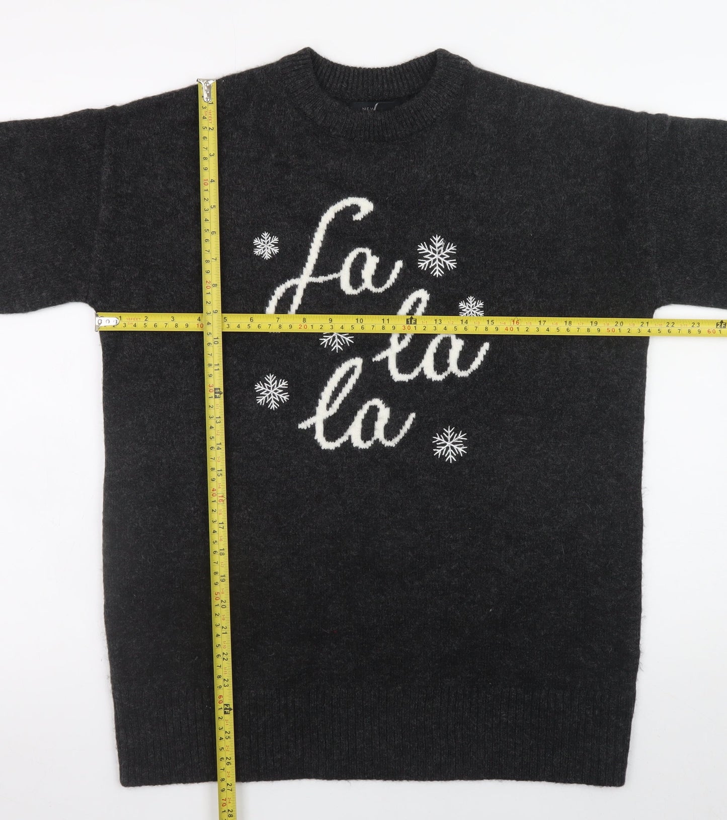New Look Women's Black Christmas Pullover Jumper Size S
