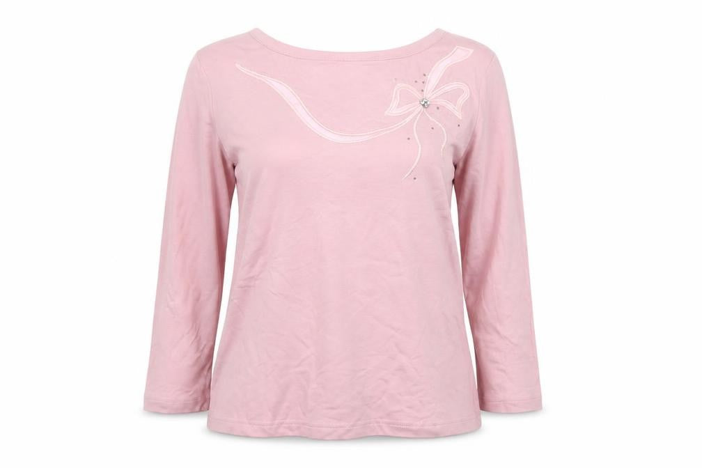 Marks & Spencer Women Pink 3/4 Sleeve Bow T-Shirt Size 10
