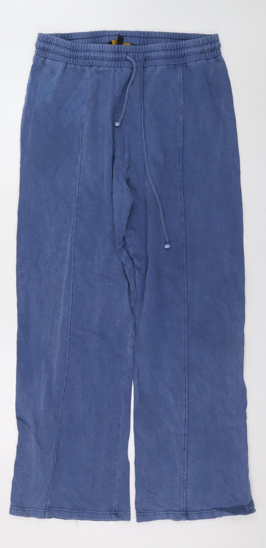 Rising Men's Blue Relaxed Fit Sweatpants L Cotton Drawstring Trousers