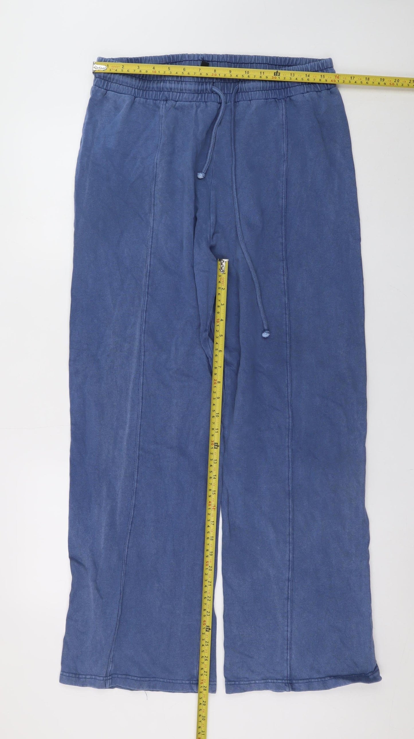 Rising Men's Blue Relaxed Fit Sweatpants L Cotton Drawstring Trousers