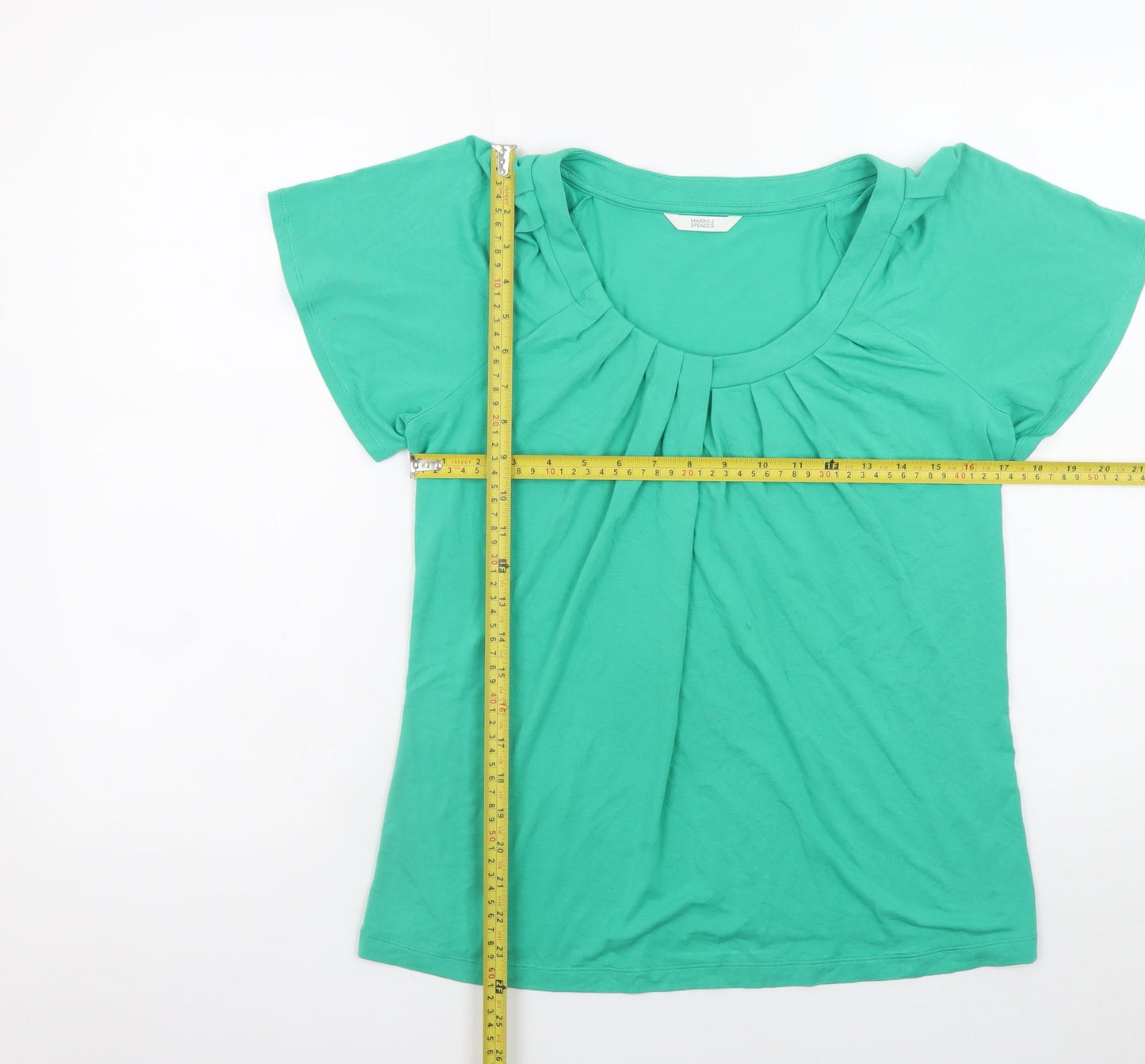 Marks and Spencer Women’s Green Size 8 Basic Short Sleeve Stretch T-Shirt