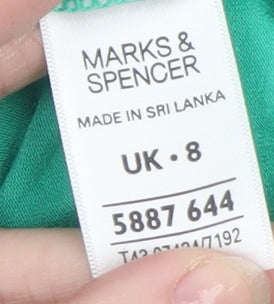 Marks and Spencer Women’s Green Size 8 Basic Short Sleeve Stretch T-Shirt