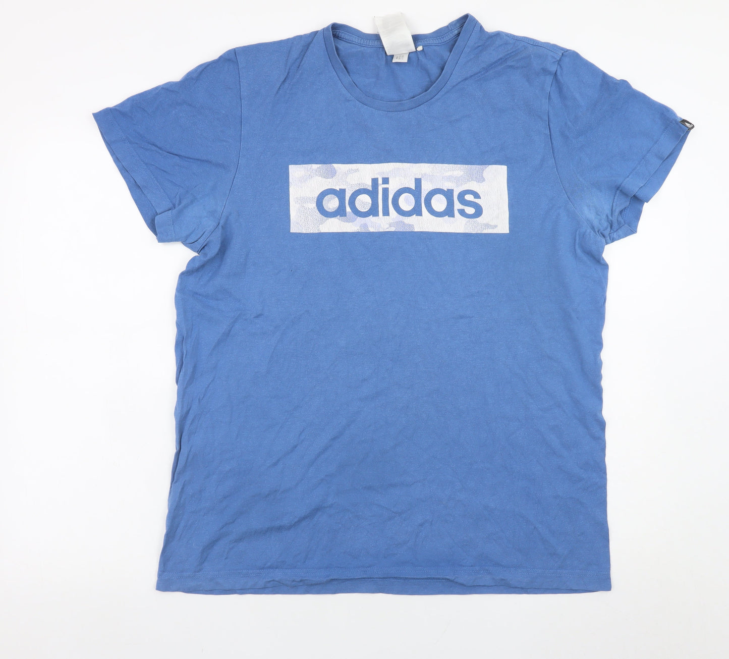 Adidas Men's Blue Graphic Logo Short Sleeve Cotton T-Shirt M