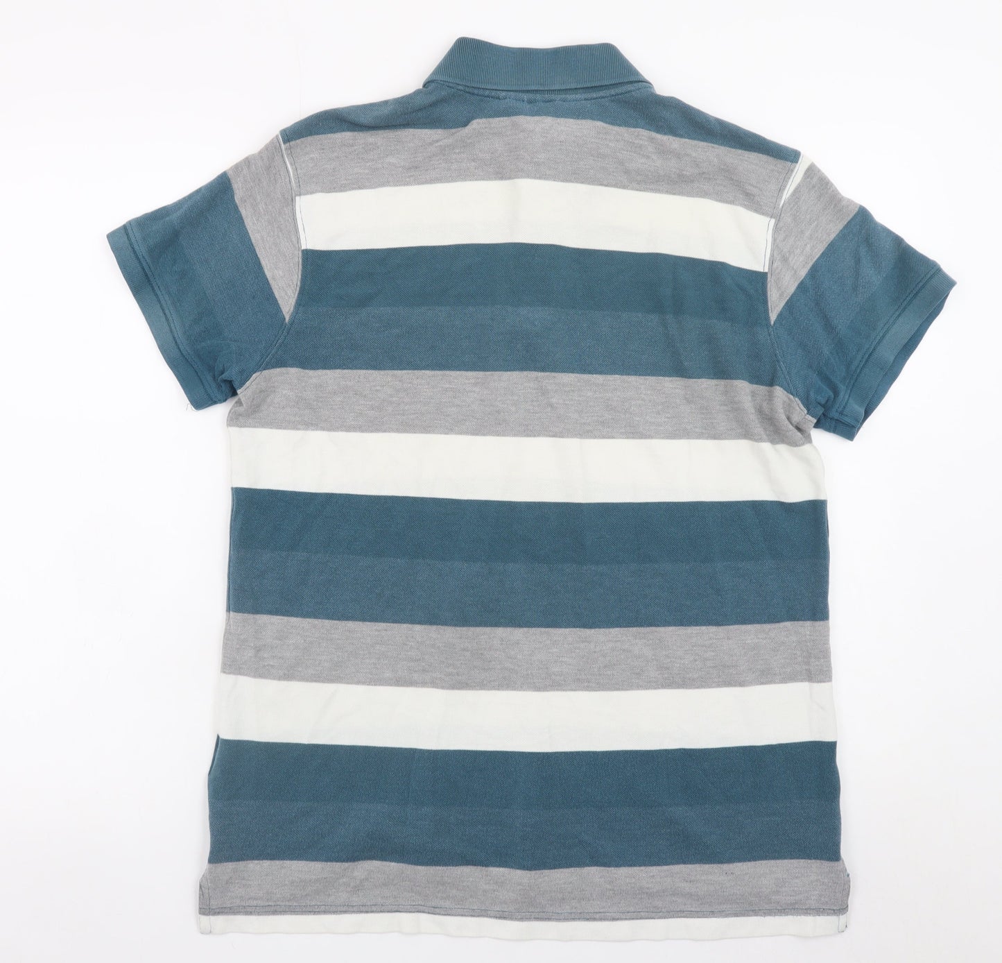 TOG24 Men's Blue Striped Cotton Polo Shirt Size M