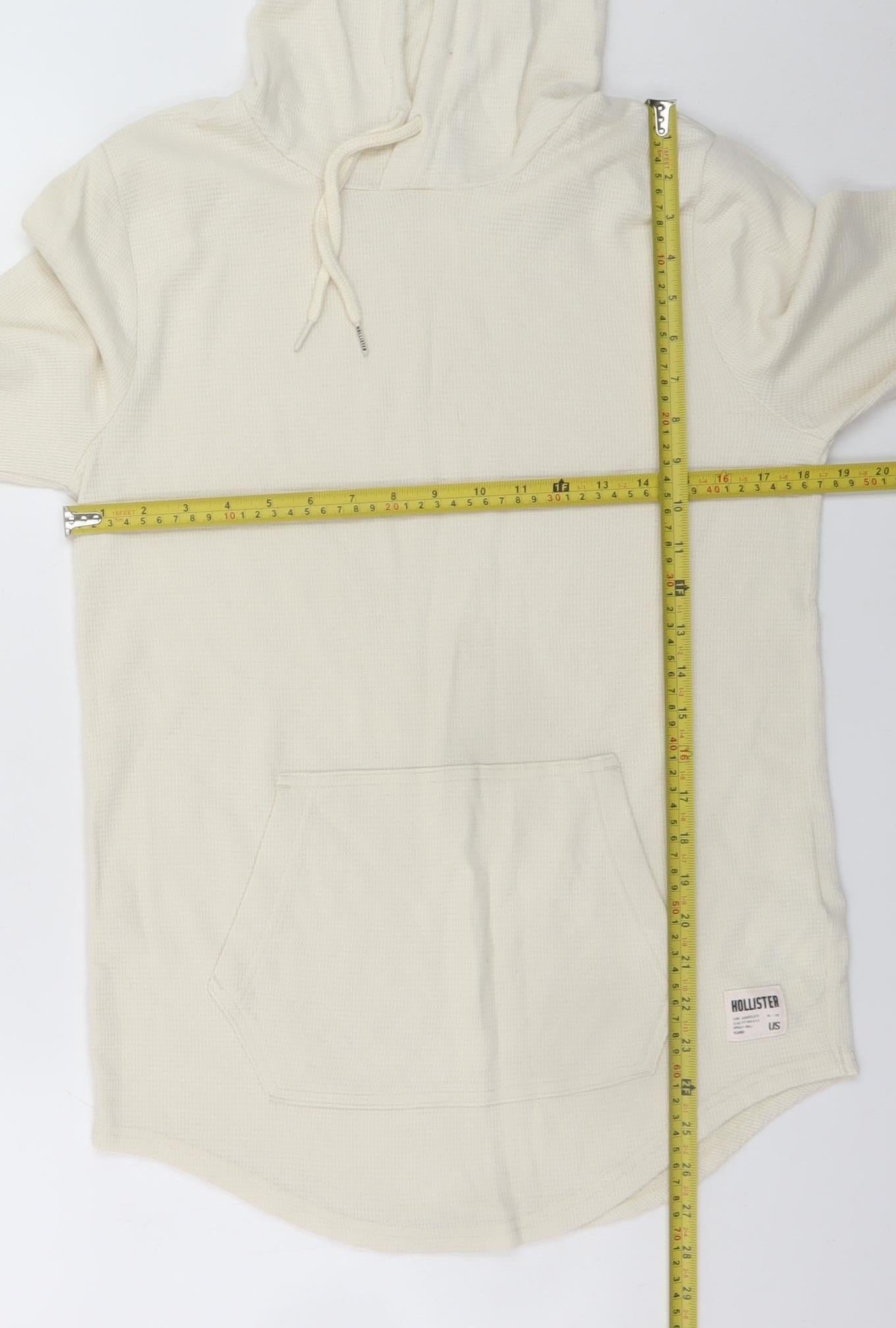 Hollister Mens Beige Pullover Hoodie Small Regular Fit Cotton Blend