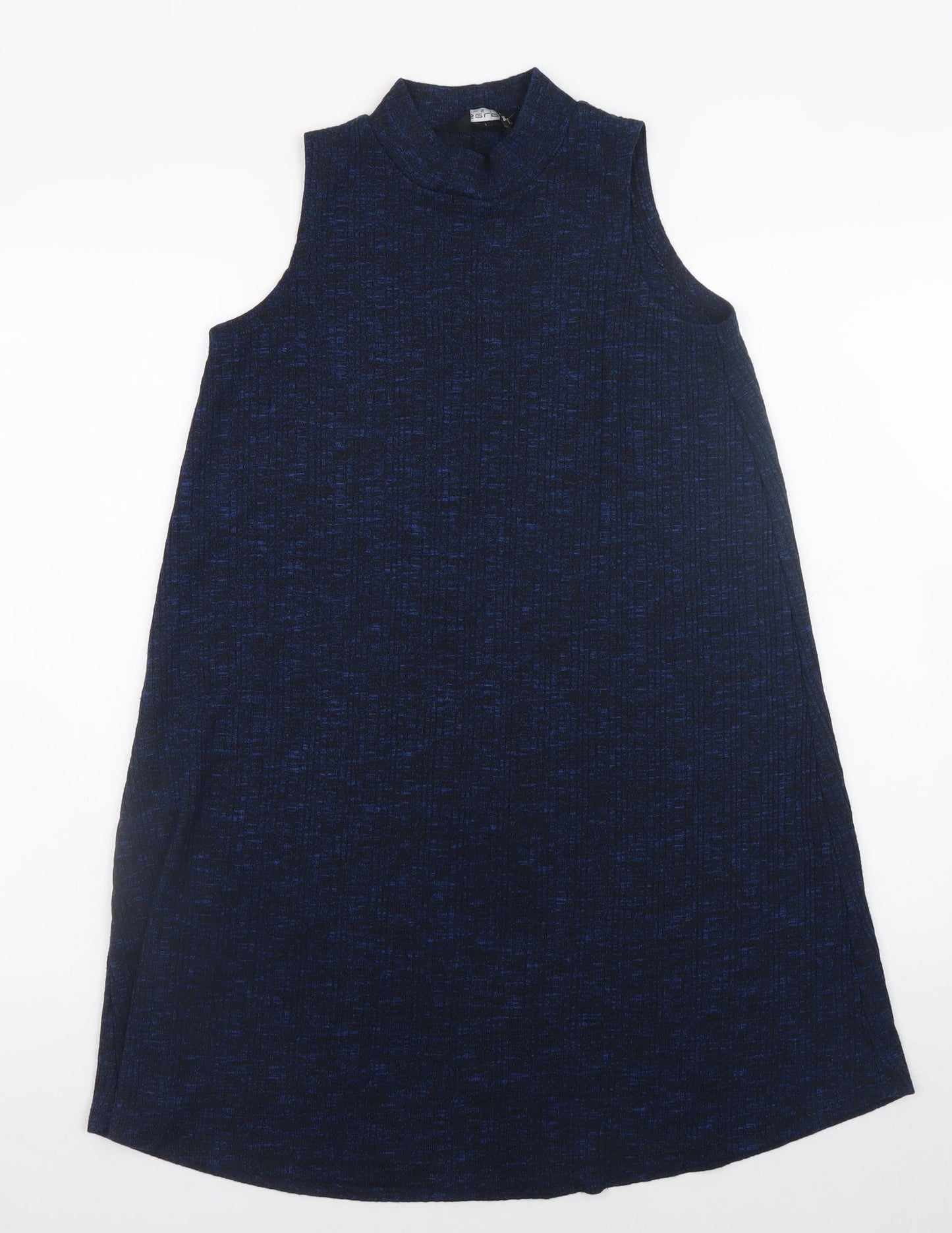 Select Women Blue Size 8 Sleeveless Shift Mock Neck Dress