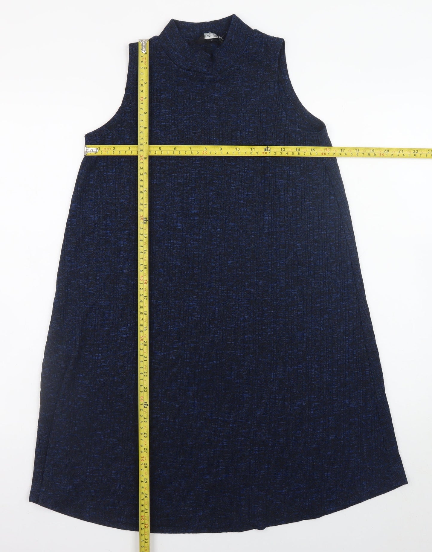 Select Women Blue Size 8 Sleeveless Shift Mock Neck Dress
