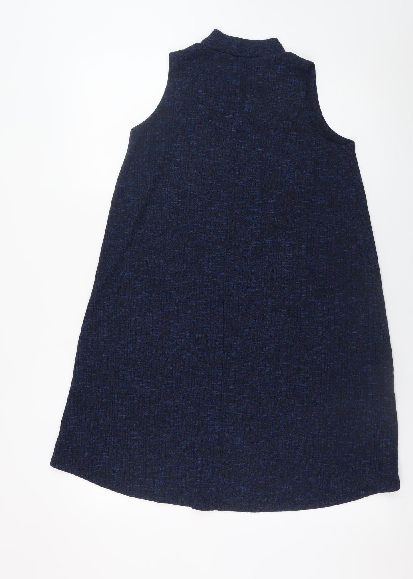 Select Women Blue Size 8 Sleeveless Shift Mock Neck Dress