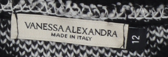 Vanessa Alexandra Women's Black Houndstooth Knit Pullover Jumper Size 12