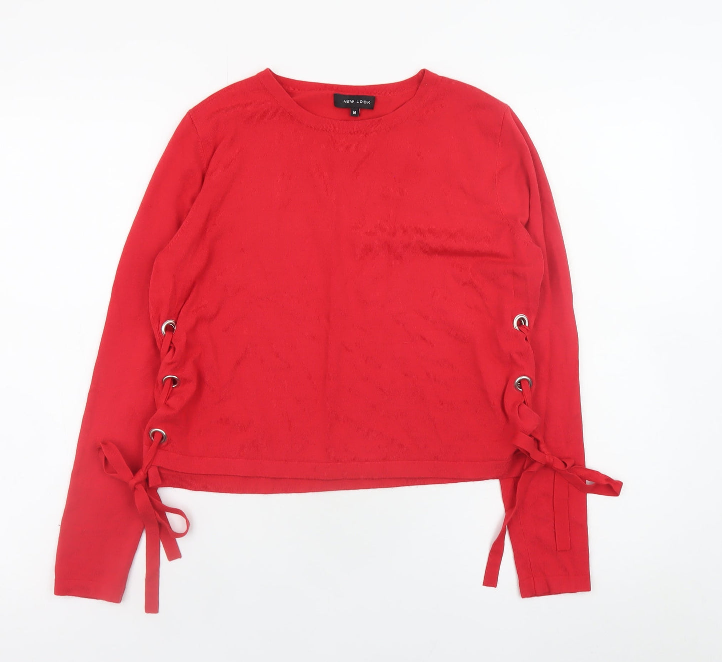 New Look Women's Red Lace-Up Side Long Sleeve Jumper Size M