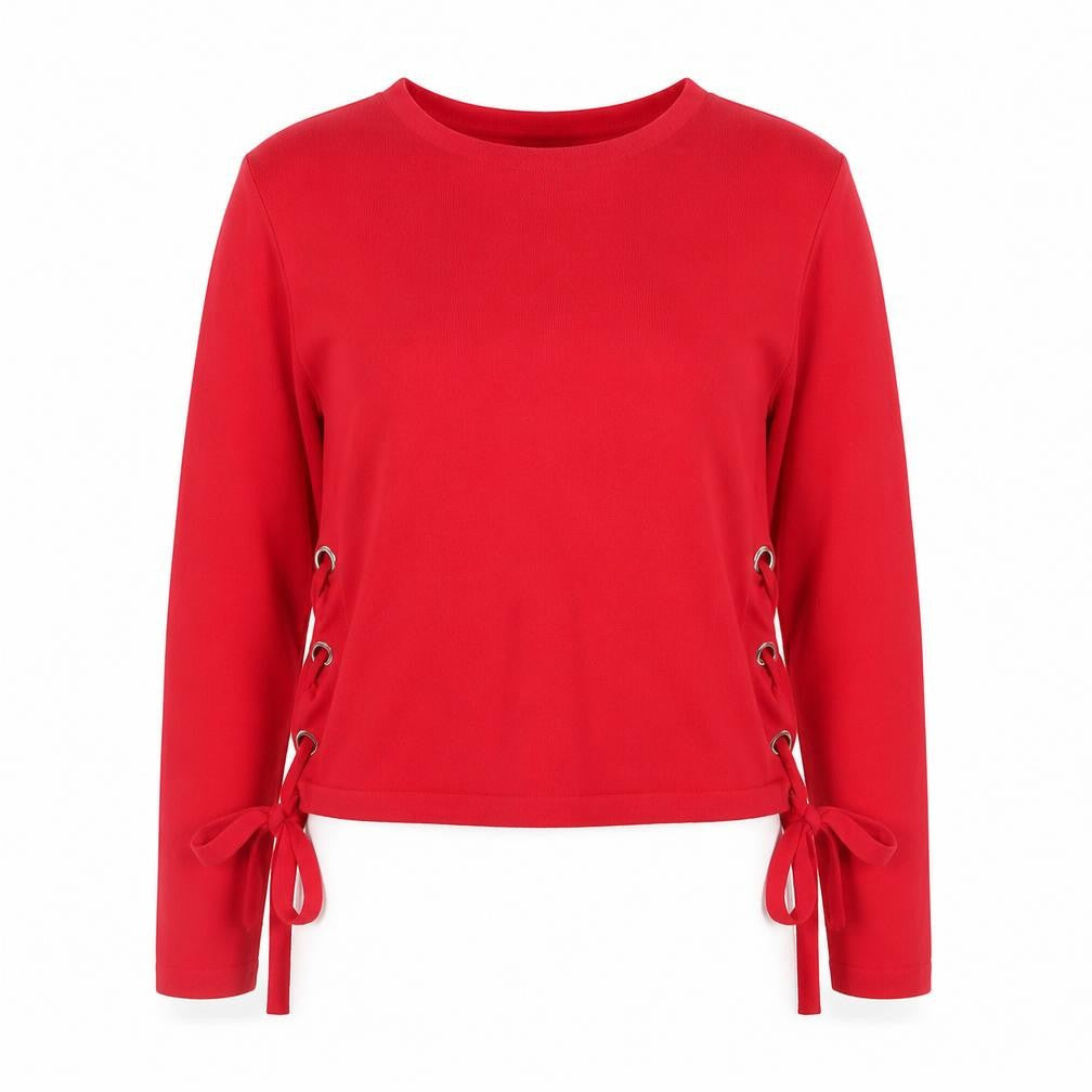 New Look Women's Red Lace-Up Side Long Sleeve Jumper Size M