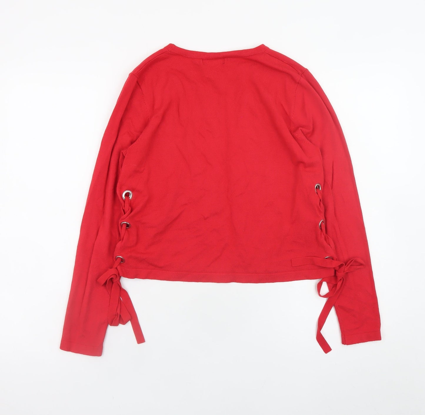 New Look Women's Red Lace-Up Side Long Sleeve Jumper Size M