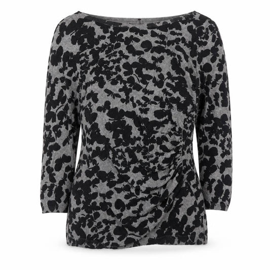 Phase Eight Women Grey Floral Knit Boat Neck Jumper Size 12