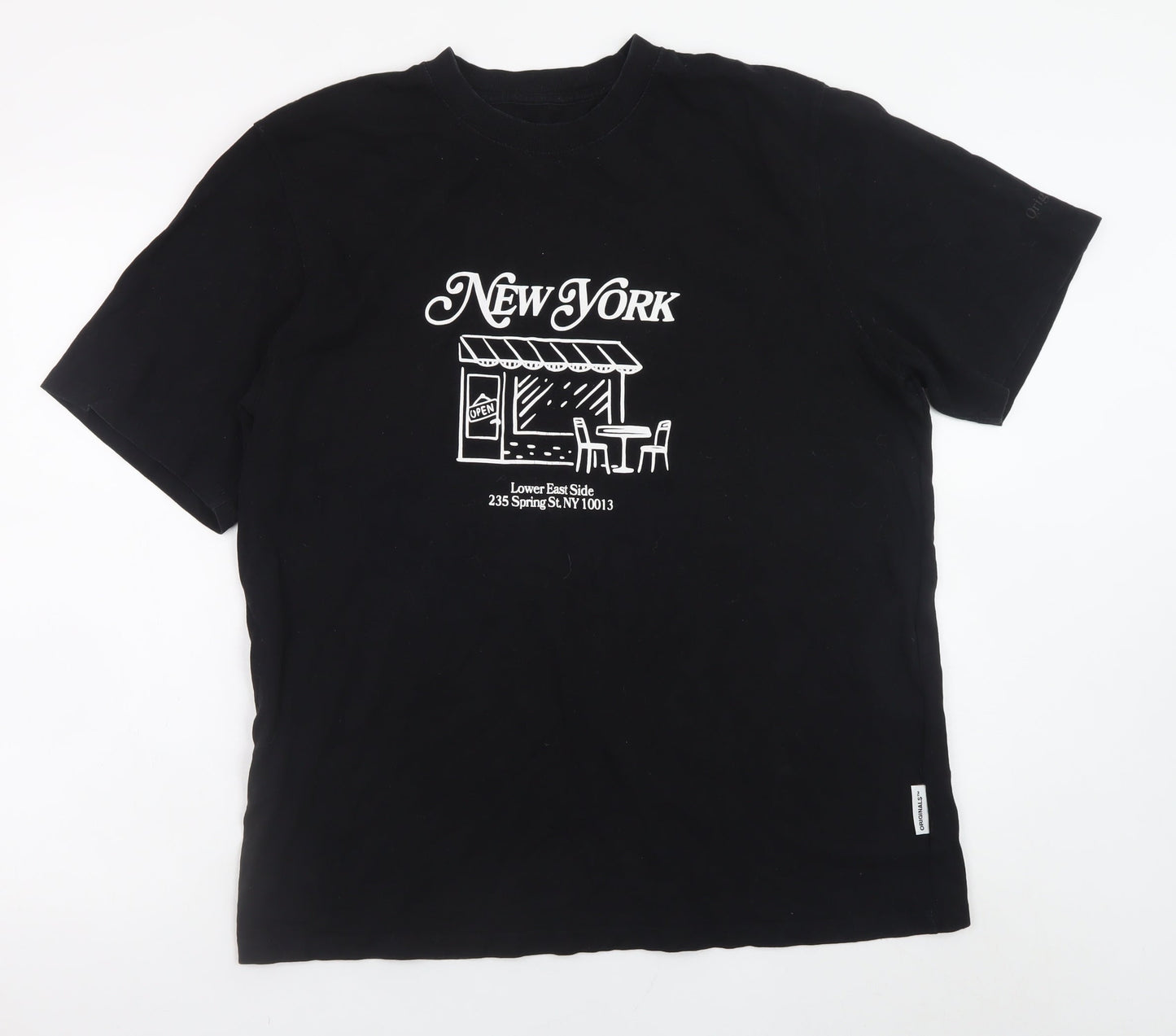 Jack & Jones Men’s Black New York Graphic Cotton T-Shirt XL