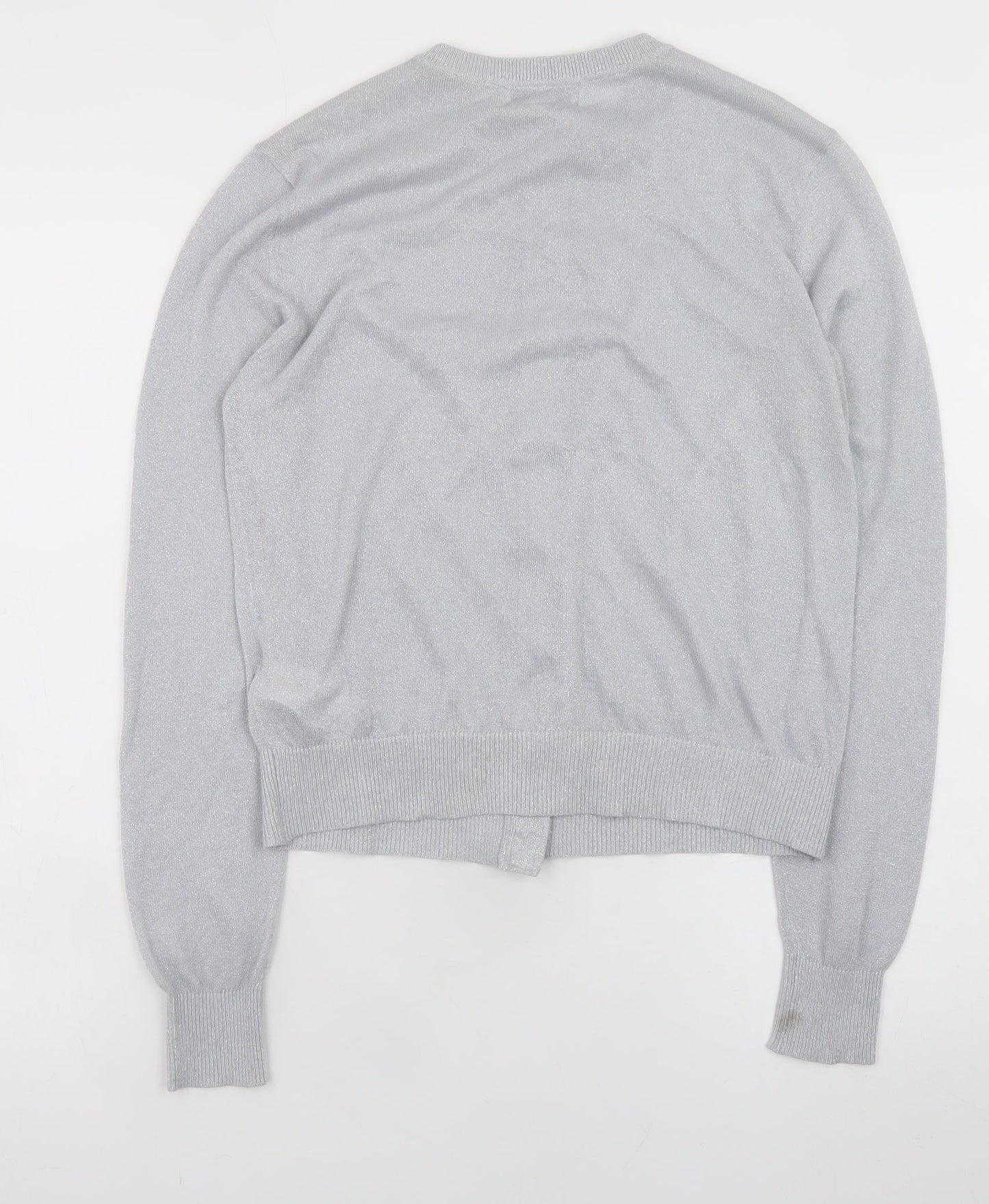 Marks and Spencer Women Silver Button-Up Knit Cardigan Size 10