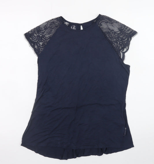 Ted Baker Women’s Navy Blue Lace Sleeve Tunic Blouse Size 12