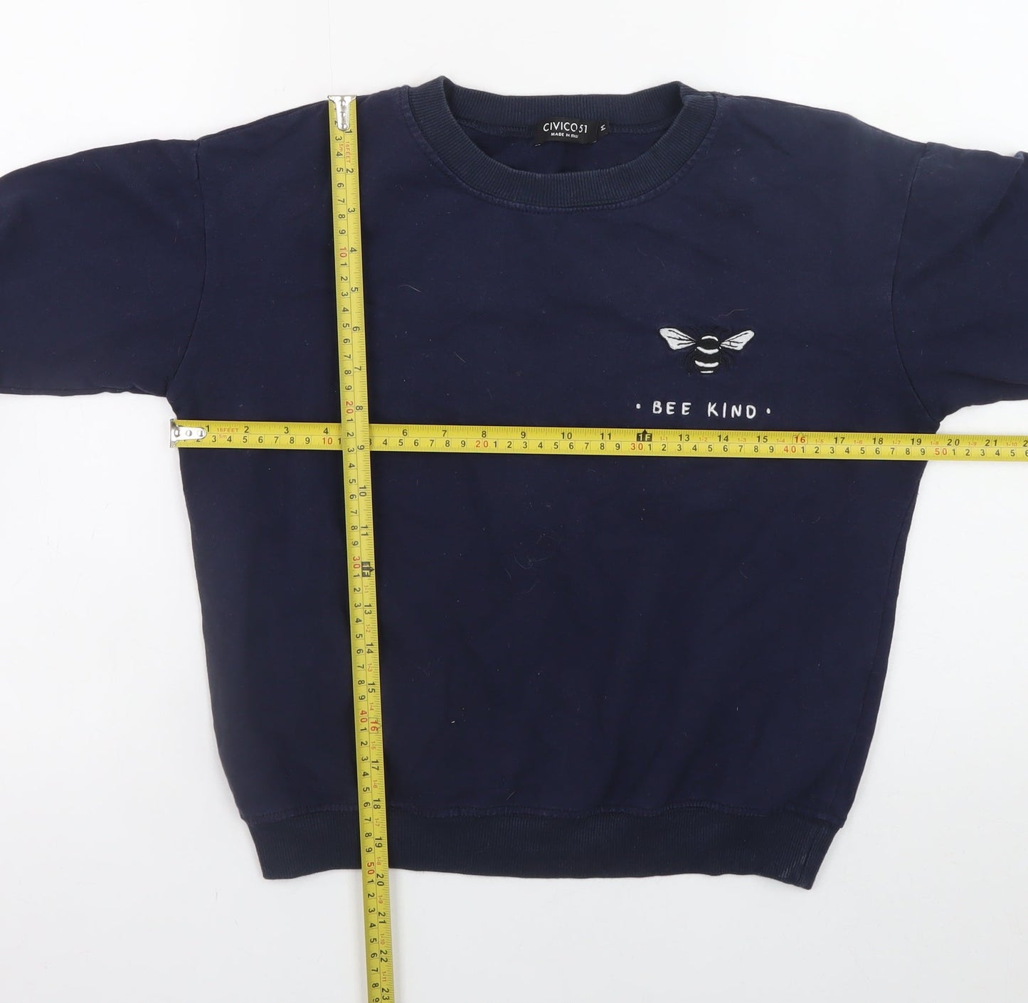 Civico 51 Women's Navy Blue Pullover Sweatshirt Bee Kind M