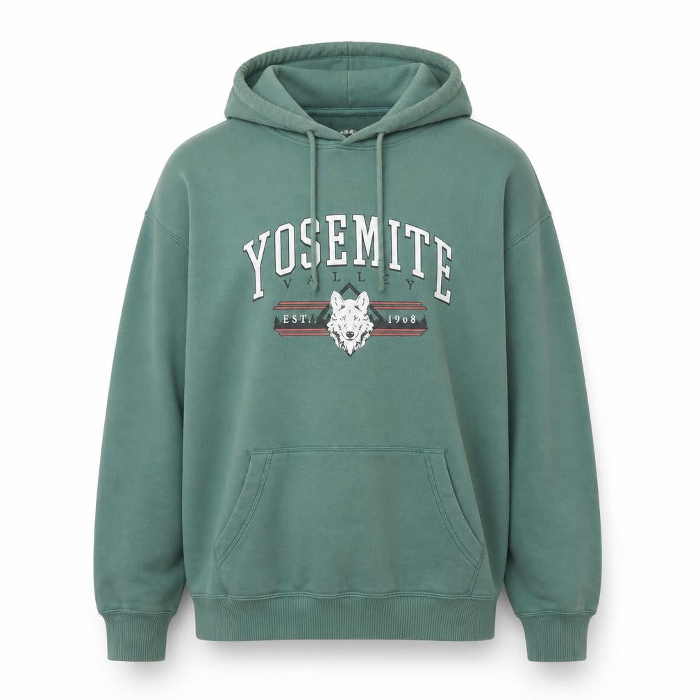 Hollister Men’s Green Pullover Hoodie S Yosemite Valley Graphic