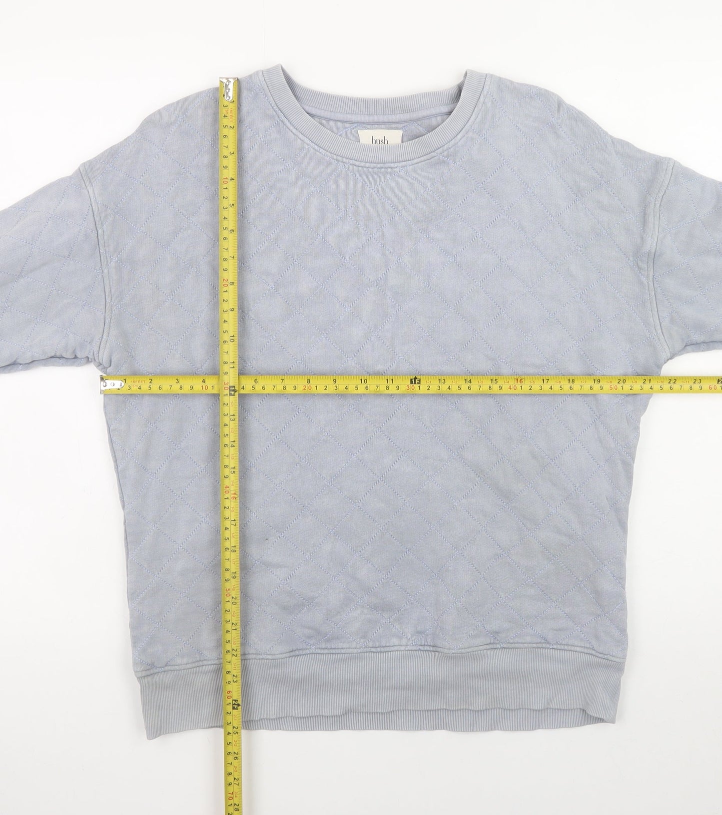 Hush Grey Quilted Cotton Crew Neck Sweatshirt S Unisex