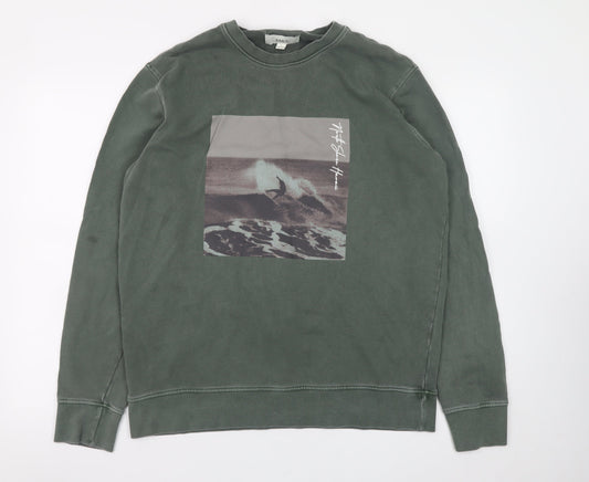 Marks and Spencer Men's Green Graphic Surf Sweatshirt Size L