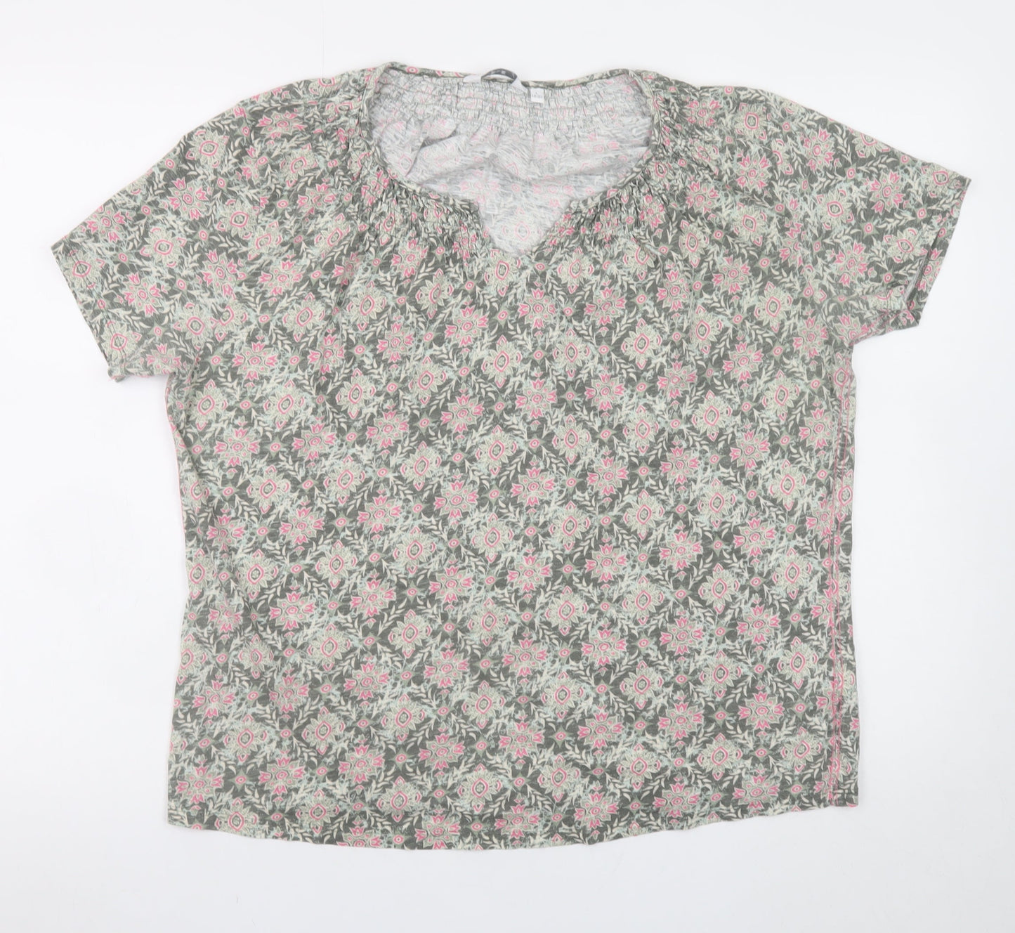 ISLE Womens Pink Floral Cotton Tunic Blouse Size 18-20