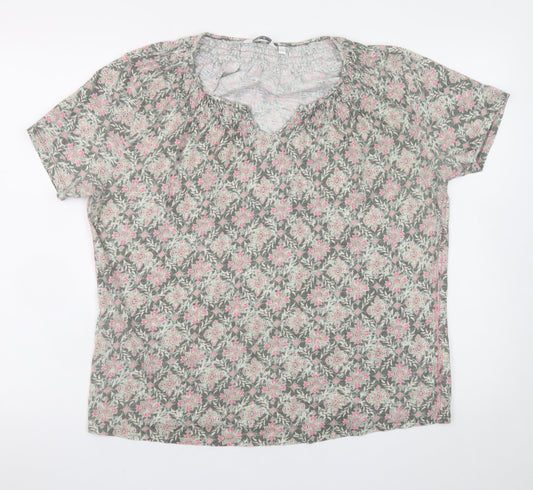 ISLE Womens Pink Floral Cotton Tunic Blouse Size 18-20