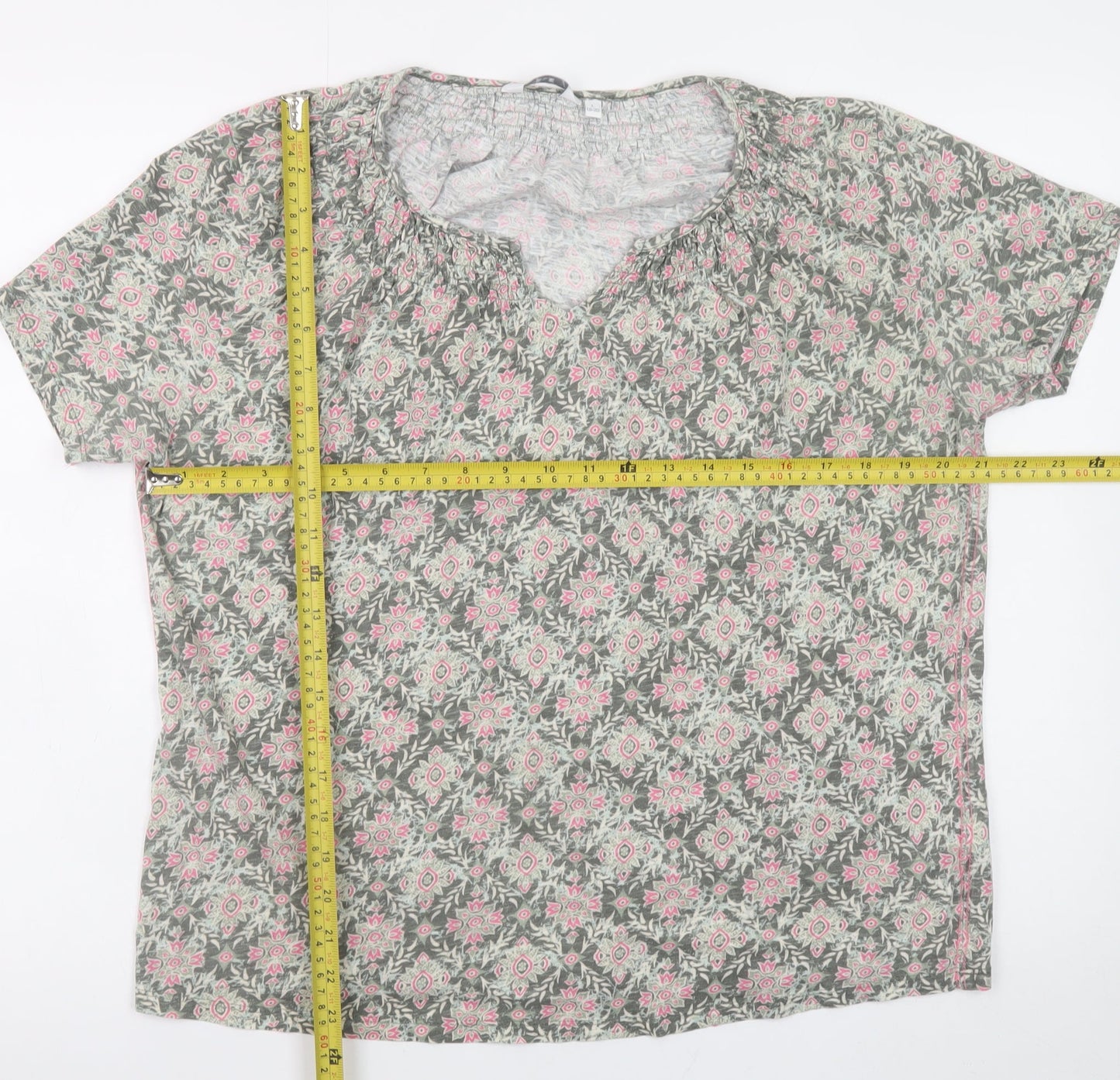 ISLE Womens Pink Floral Cotton Tunic Blouse Size 18-20