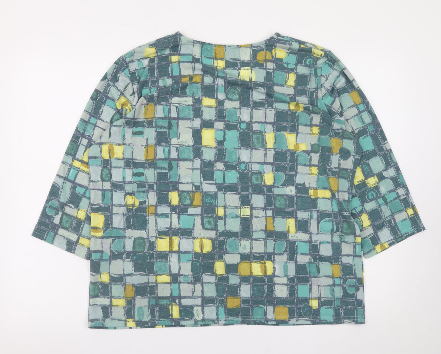 Honor Millburn Womens Multicoloured Geometric 3/4 Sleeve Stretch Top Size L