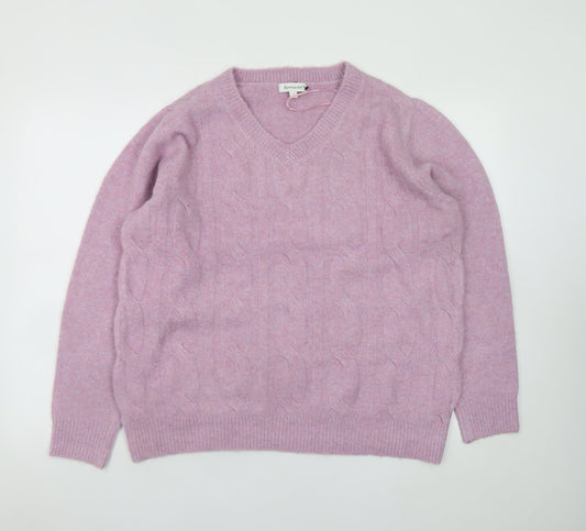 Bonmarché Women’s Pink V-Neck Cable Knit Jumper Size 18