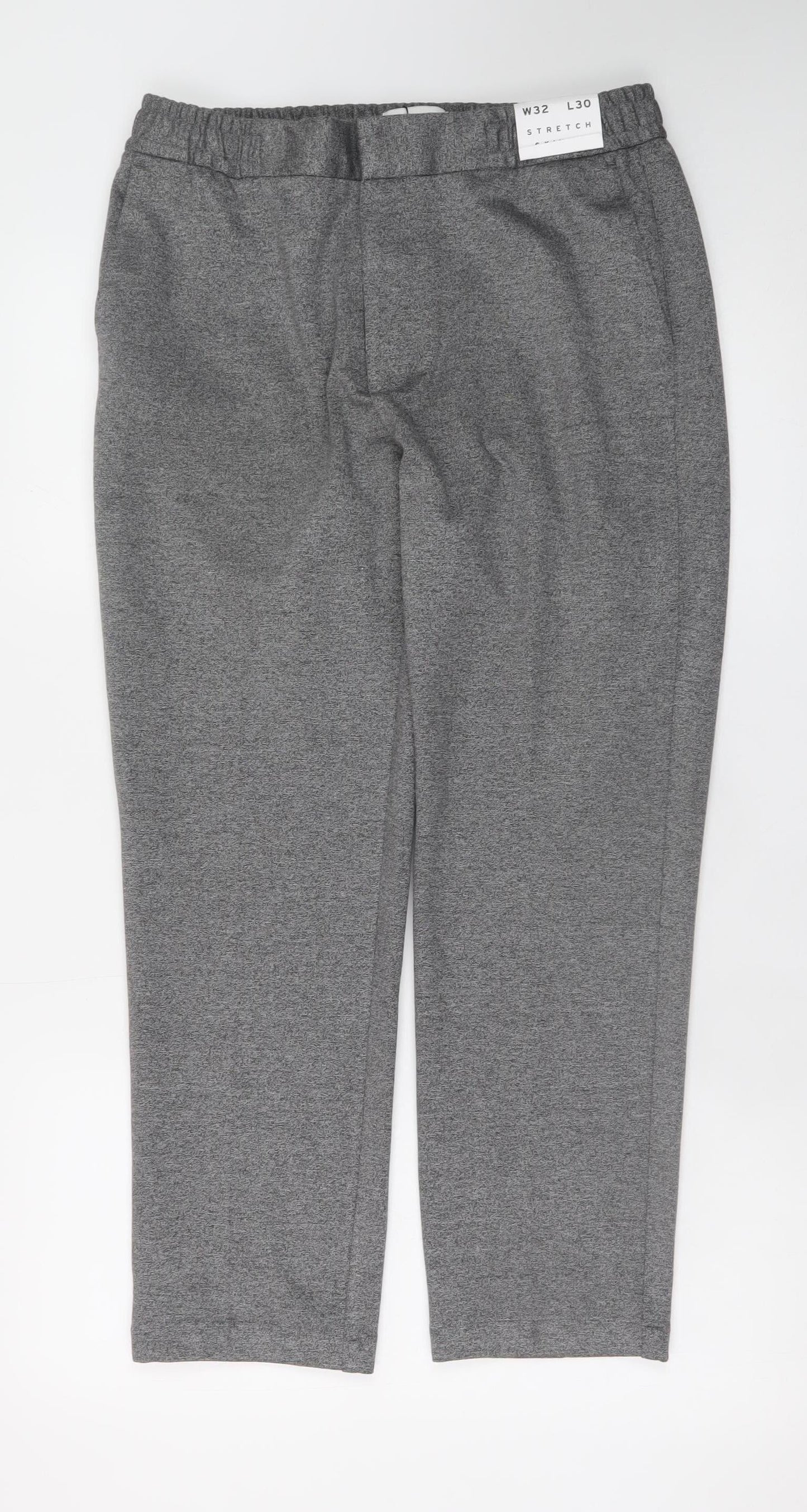 Topman Men's Grey Slim Fit Stretch Trousers Size 32S