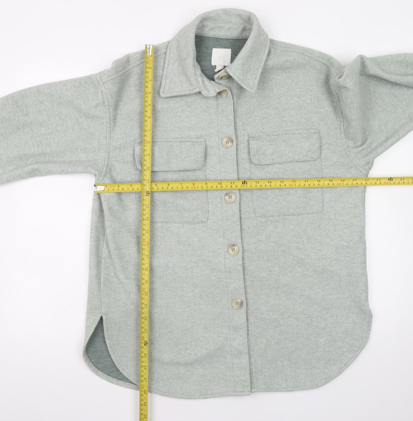 H&M Women’s Grey Shacket Jacket S Long Sleeve Buttoned Casual