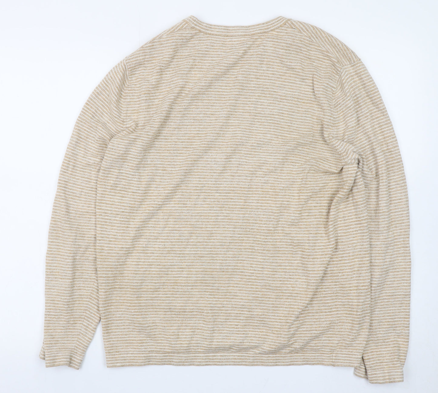 GAP Womens Beige Striped Cotton Linen Crew Neck Jumper M