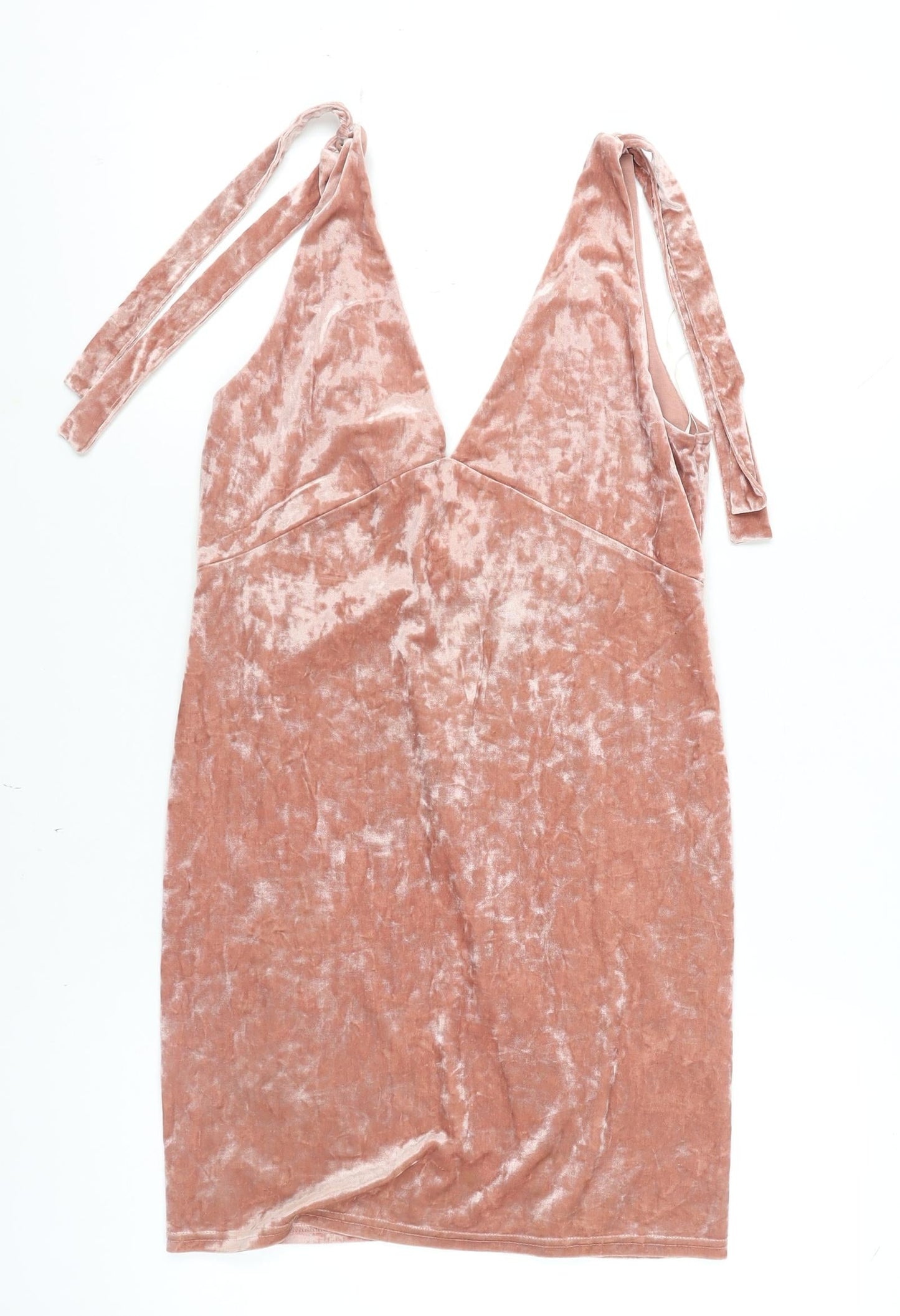 H&M Divided Womens Pink Velvet Slip Dress Size 8 Sleeveless Party Style
