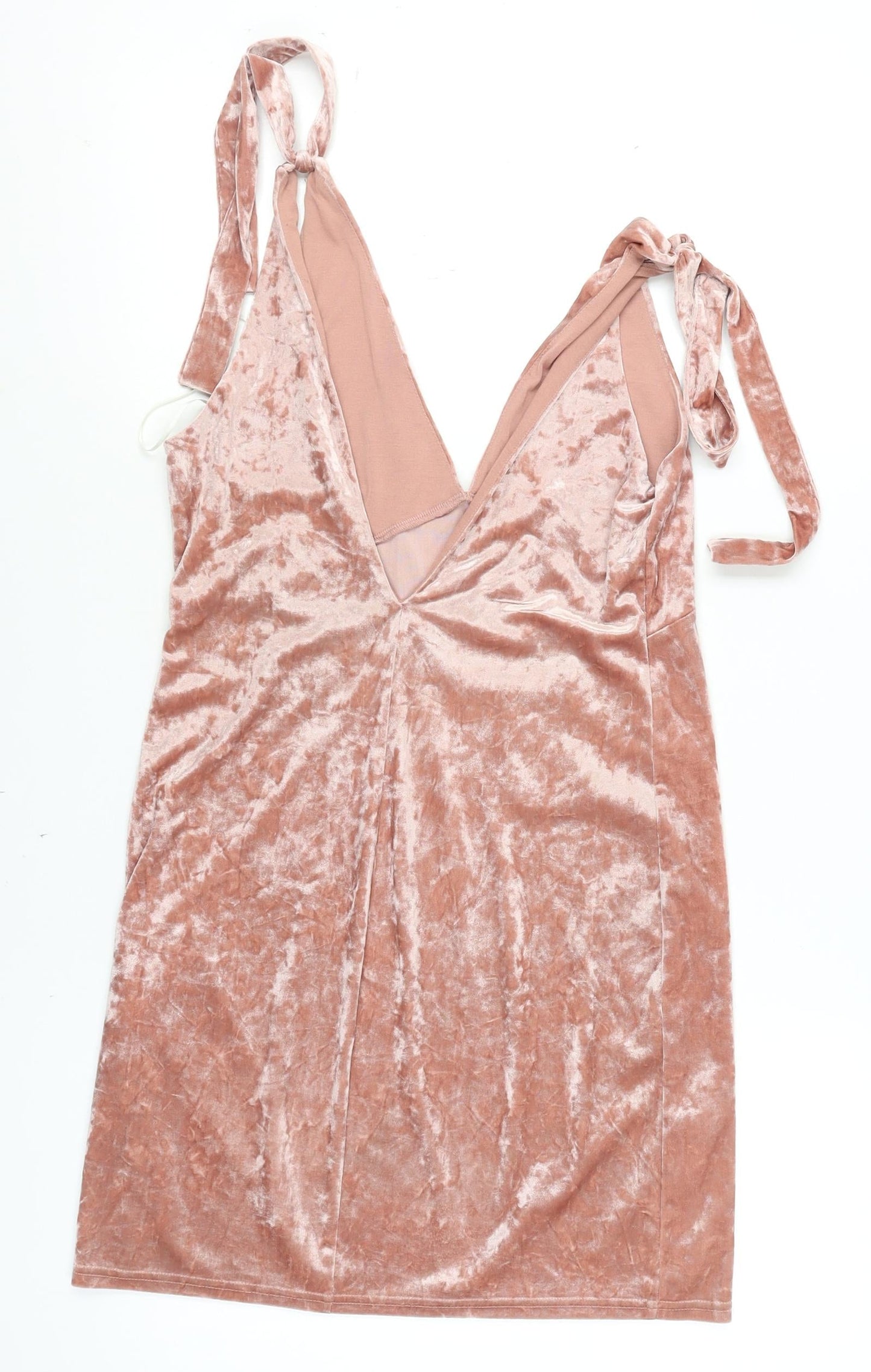 H&M Divided Womens Pink Velvet Slip Dress Size 8 Sleeveless Party Style