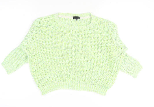 Warehouse Women’s Green Chunky-Knit Crew Neck Jumper Size 10
