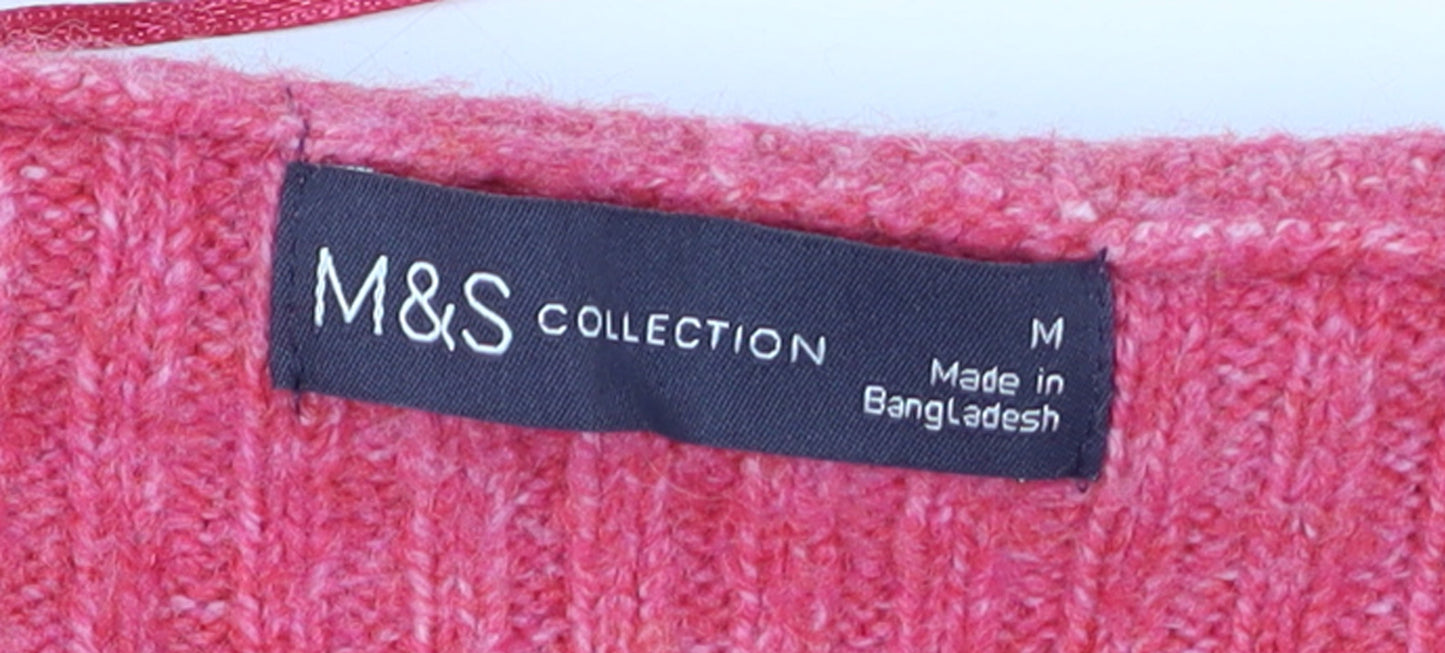 Marks and Spencer Women’s Pink Knit 1/2 Zip High Neck Jumper M