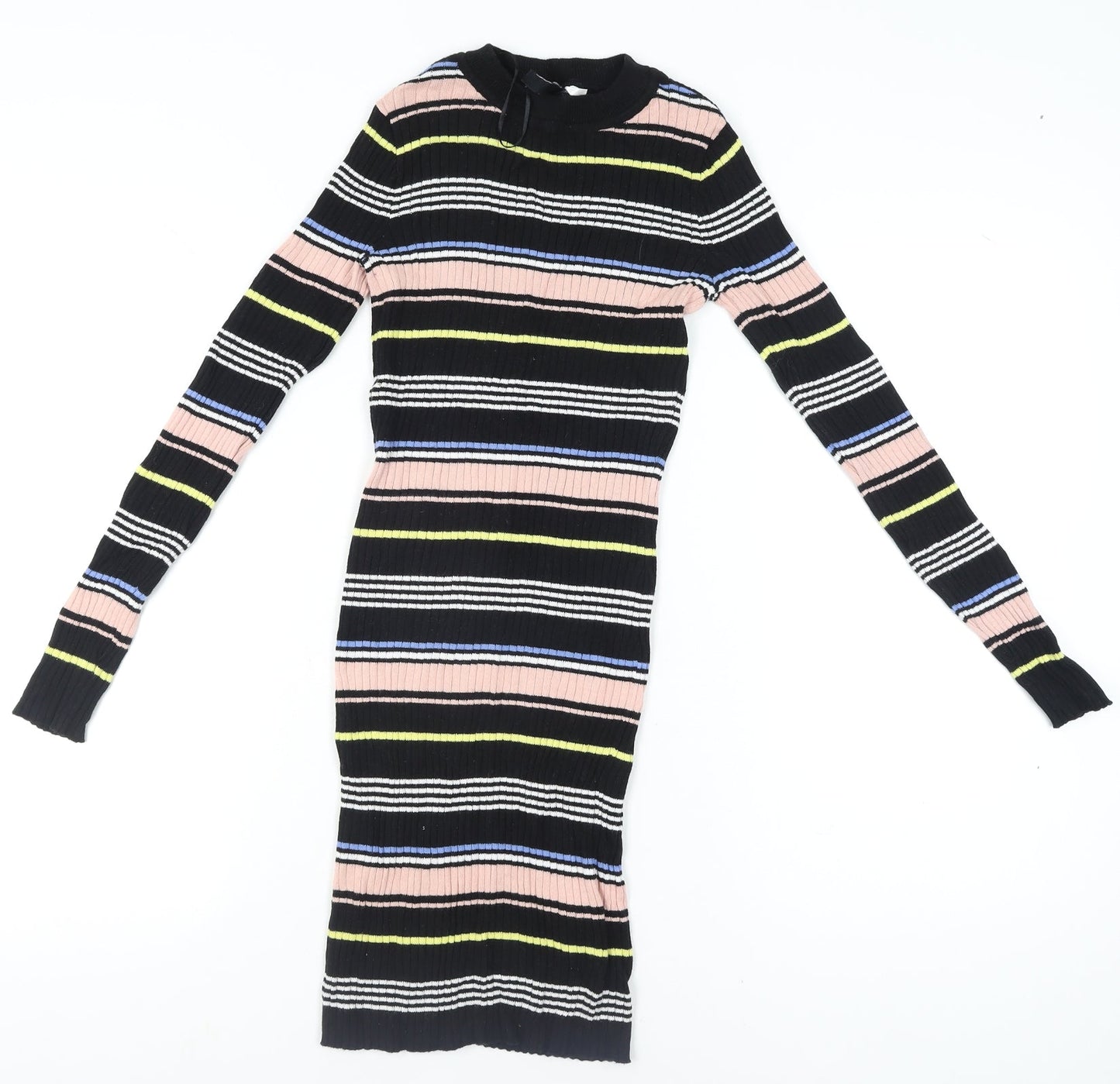 H&M Women Multicoloured Size 8 Bodycon Knit Stripe Dress