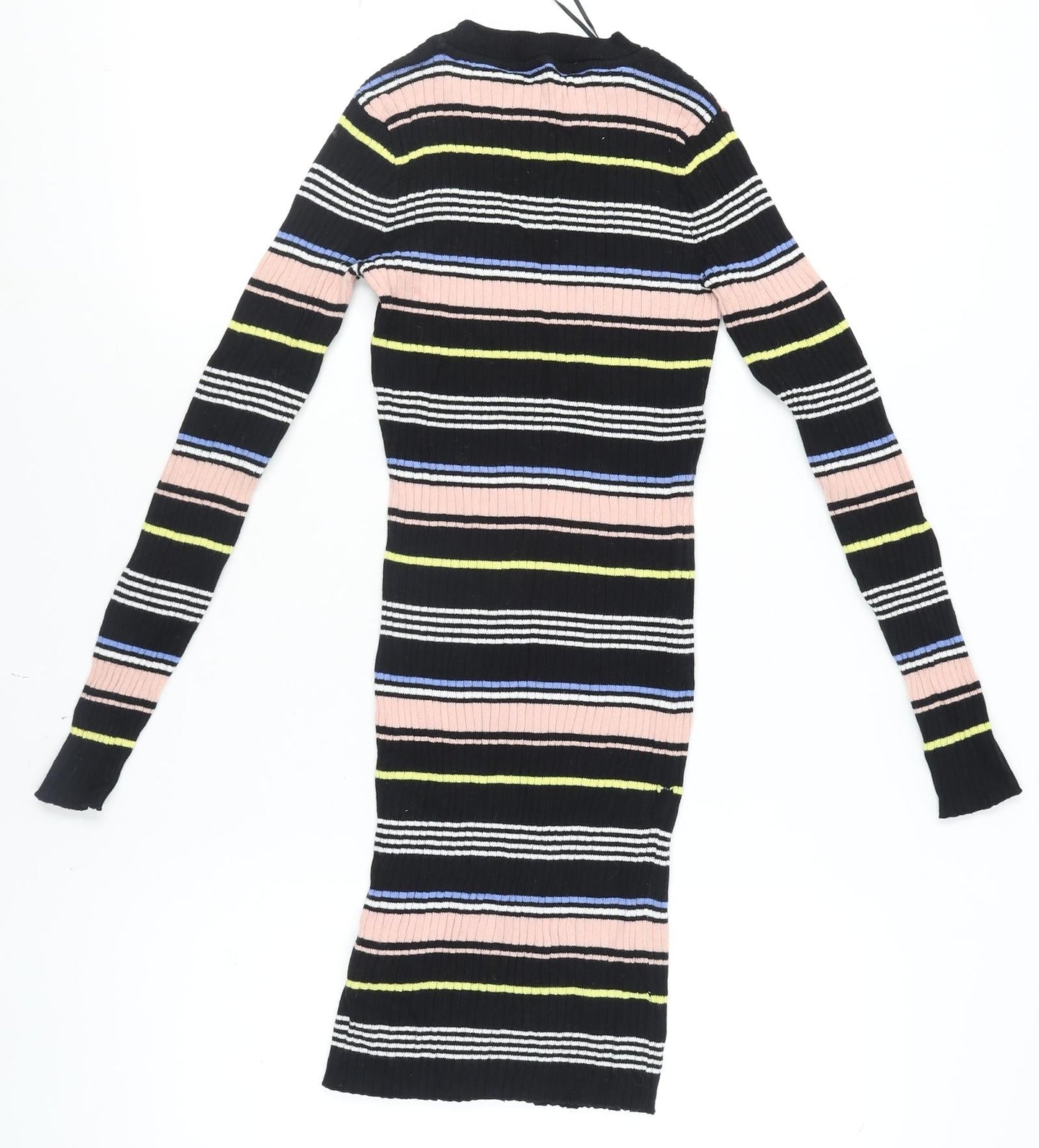 H&M Women Multicoloured Size 8 Bodycon Knit Stripe Dress