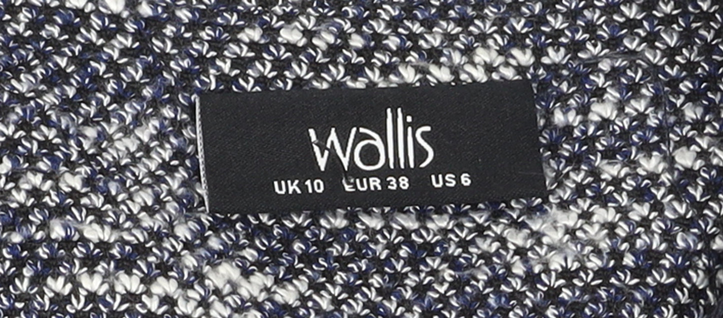 Wallis Women’s Grey Knit Shift Dress Size 10 Short Sleeve Zip Detail