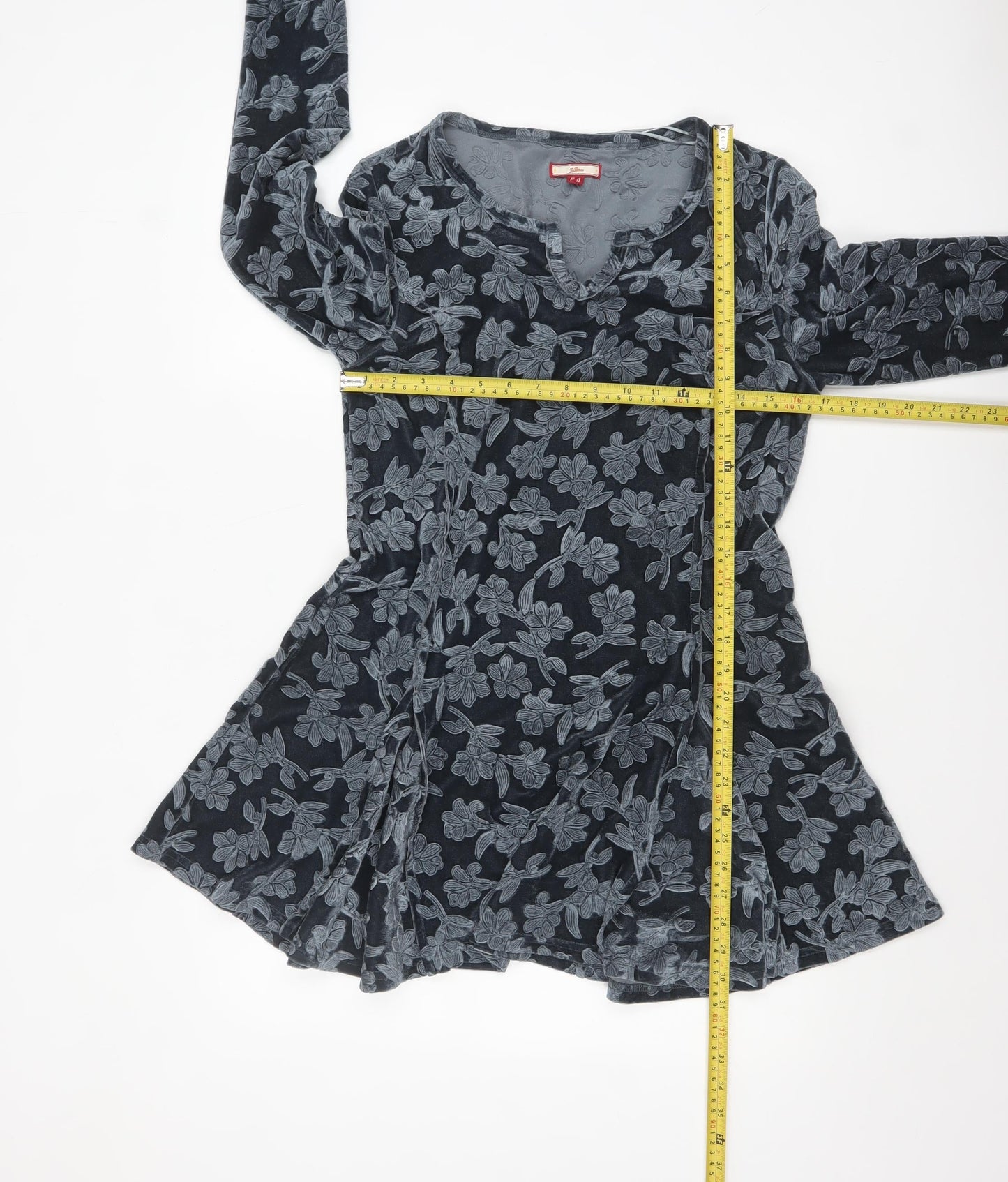 Joe Browns Womens Grey Floral Velvet Tunic Blouse Size 10