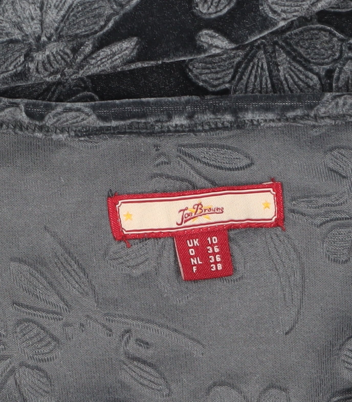 Joe Browns Womens Grey Floral Velvet Tunic Blouse Size 10
