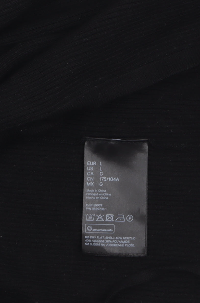 H&M Divided Women's Black L V-Neck Tie Front Knit Cardigan