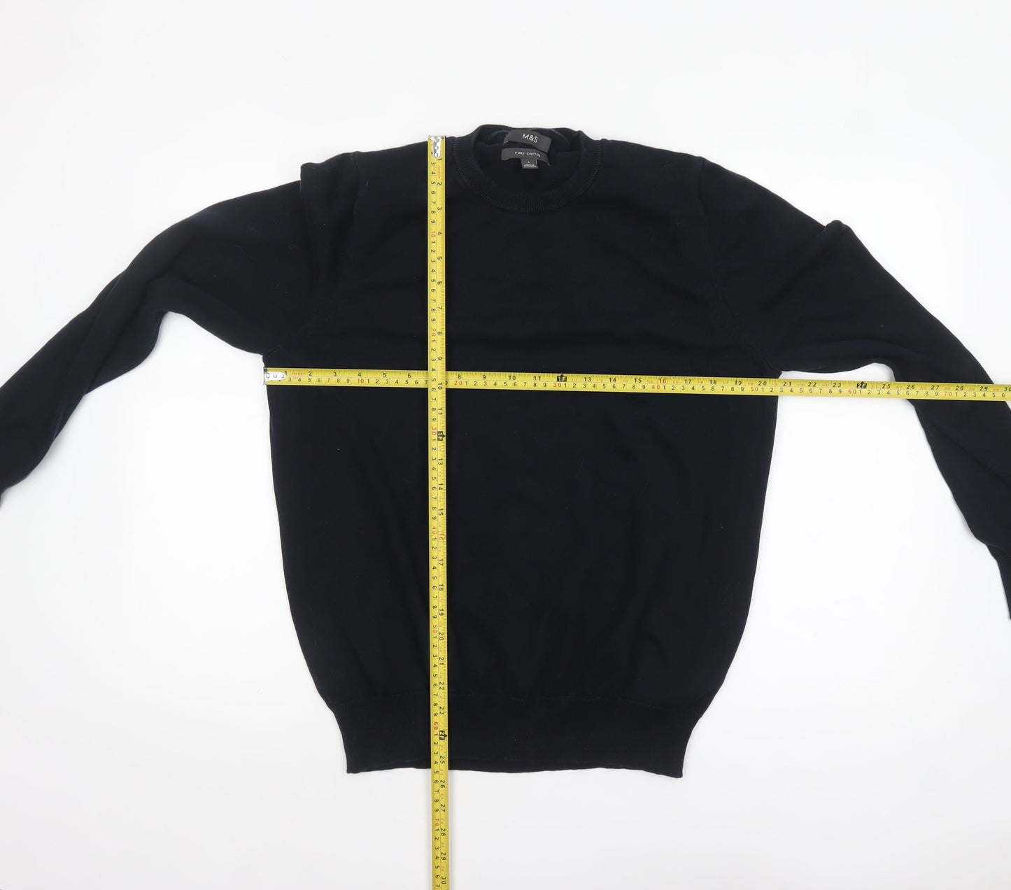 Marks and Spencer Mens Blue Pure Cotton Crew Neck Jumper L