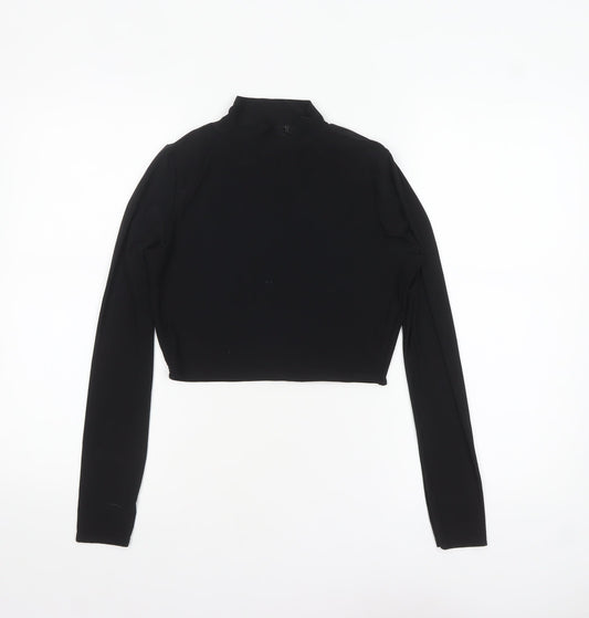 PrettyLittleThing Women’s Black Cropped Long Sleeve Mock Neck Top Size 12