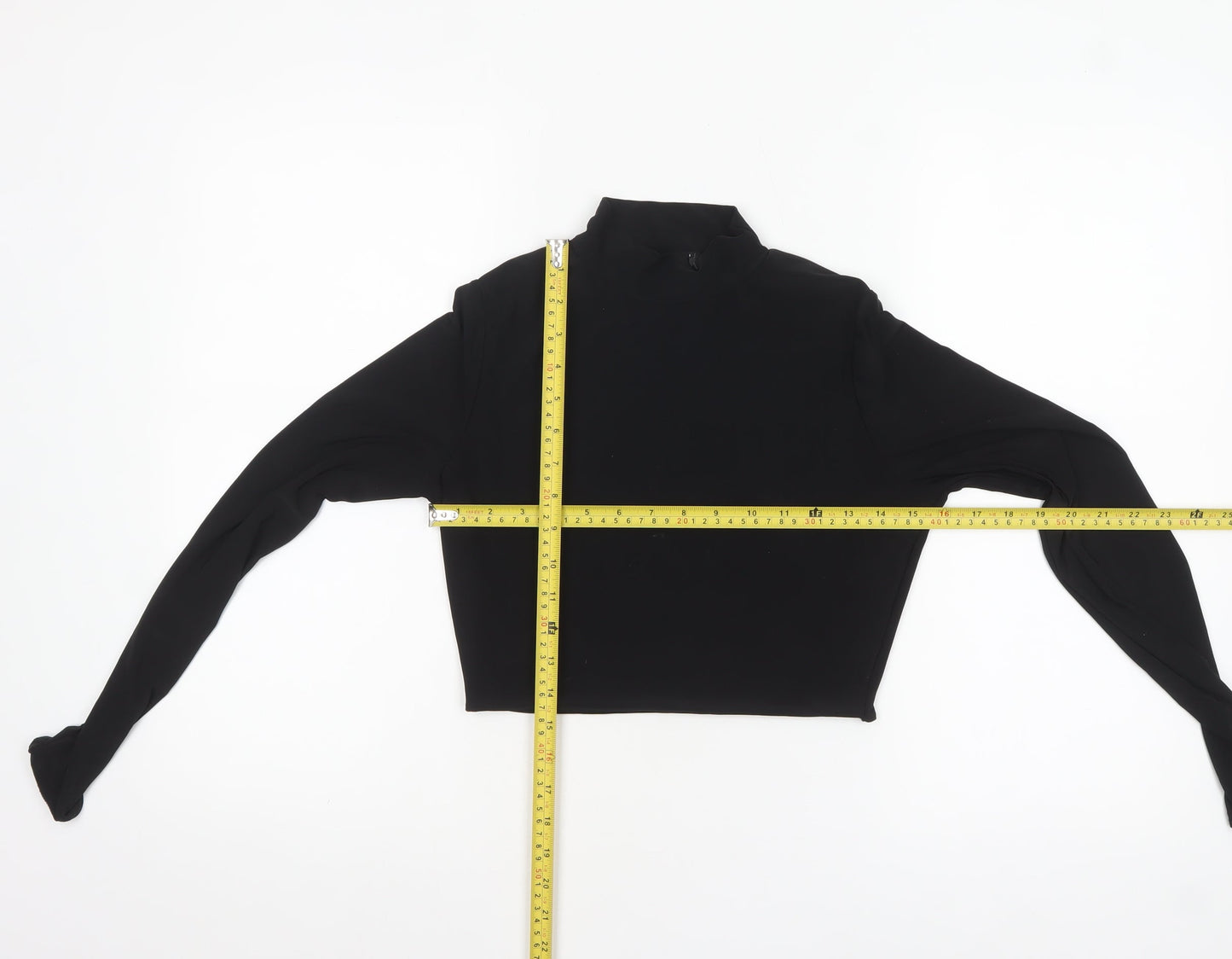 PrettyLittleThing Women’s Black Cropped Long Sleeve Mock Neck Top Size 12