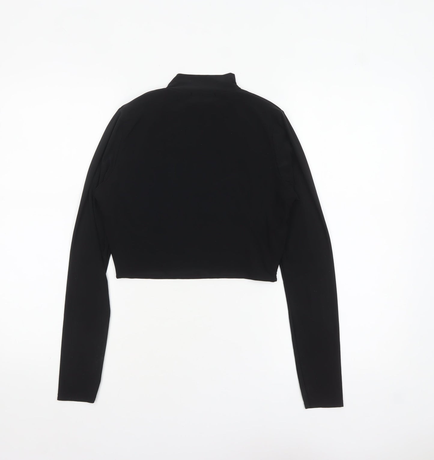 PrettyLittleThing Women’s Black Cropped Long Sleeve Mock Neck Top Size 12