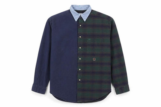 Tommy Hilfiger Men’s Blue Check Button-Up Shirt L Cotton Flannel